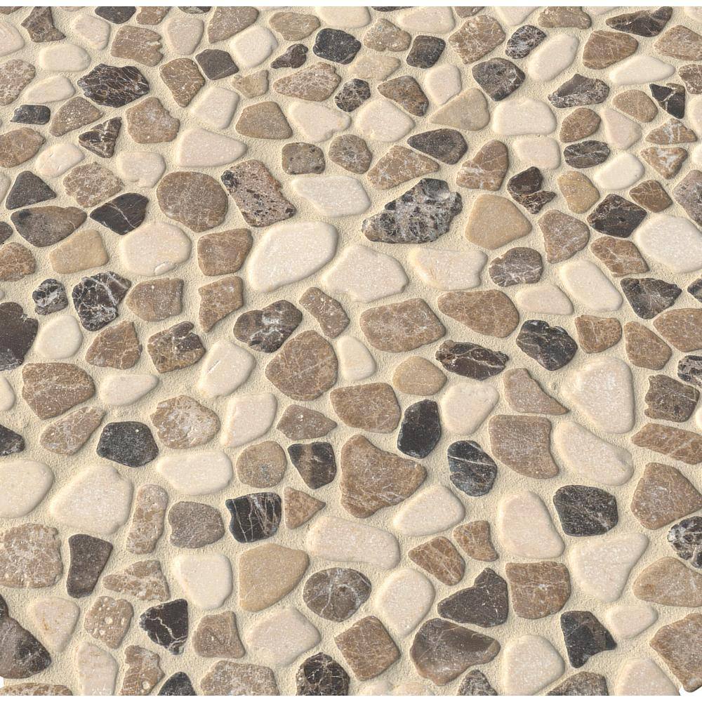 MSI Mix Marble Pebbles 11.42 in. x 11.42 in. Textured Marble Floor and Wall Tile (0.9 sq. ft.Each) PEB-MIXMAR