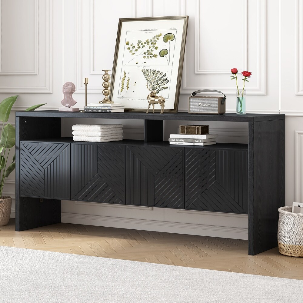 Modern Adequate Storage Space Sideboard MDF Storage Cabinet with Double Storey Tabletop and Ample Storage Space