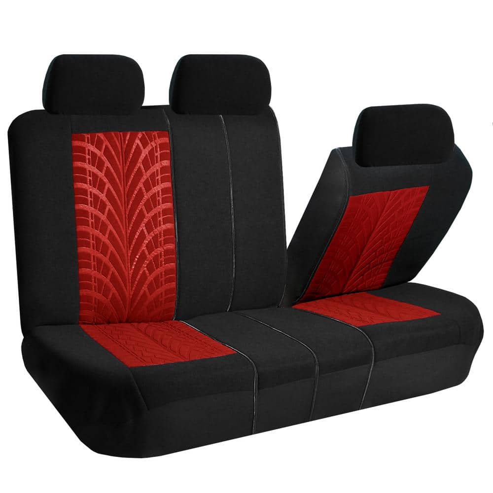 FH Group Polyester 47 in. x 23 in. x 1 in. Travel Master Full Set Car Seat Covers DMFB071RED115