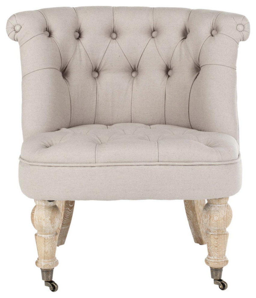 Petite Tufted Chair Taupe   Traditional   Armchairs And Accent Chairs   by AED Luxury Home Decor  Houzz