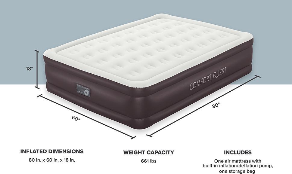 Bestway Comfort Quest 18 Air Mattress with Built-in Pump， Queen