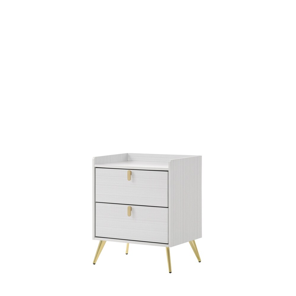 White Finish Nightstand   Composite  Veneer  Metal  Contemporary Style  Assembly Required