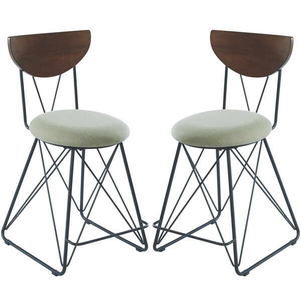 Modern Industrial Design Green Counter Height Stools (Set of 2)