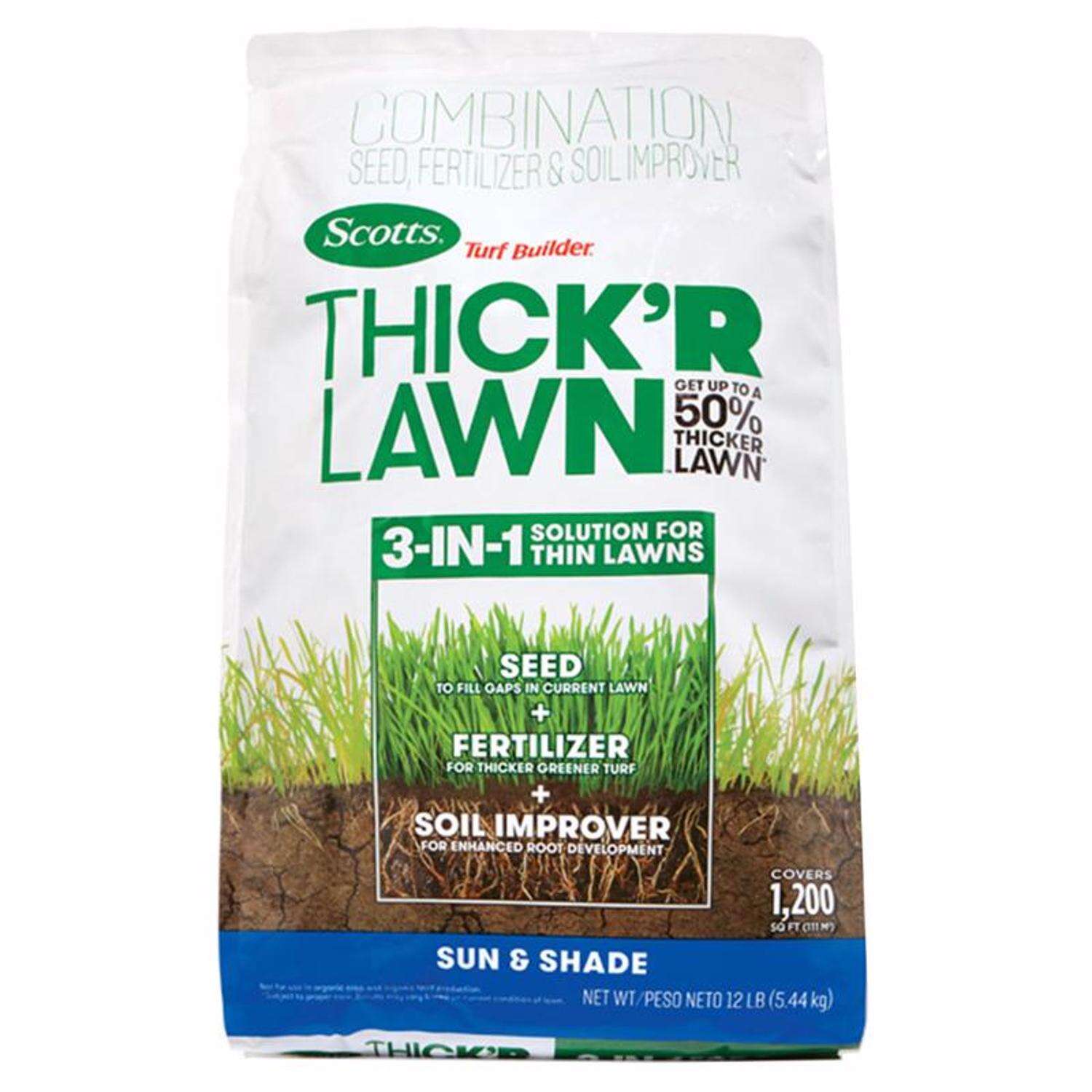 Scotts Turf Builder ThickR Lawn All-Purpose Lawn Fertilizer For Sun/Shade Mix 1200 sq ft