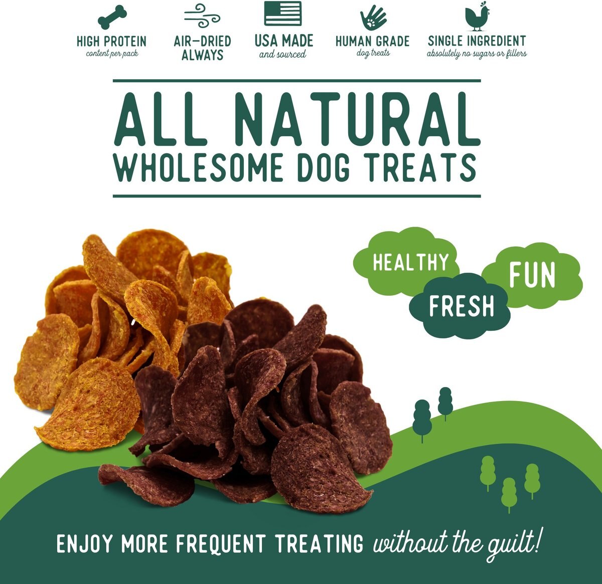 Beg and Barker Hen 'n Hoof Combo Whole Chicken and Beef Chips Natural Single Ingredient Dog Treats