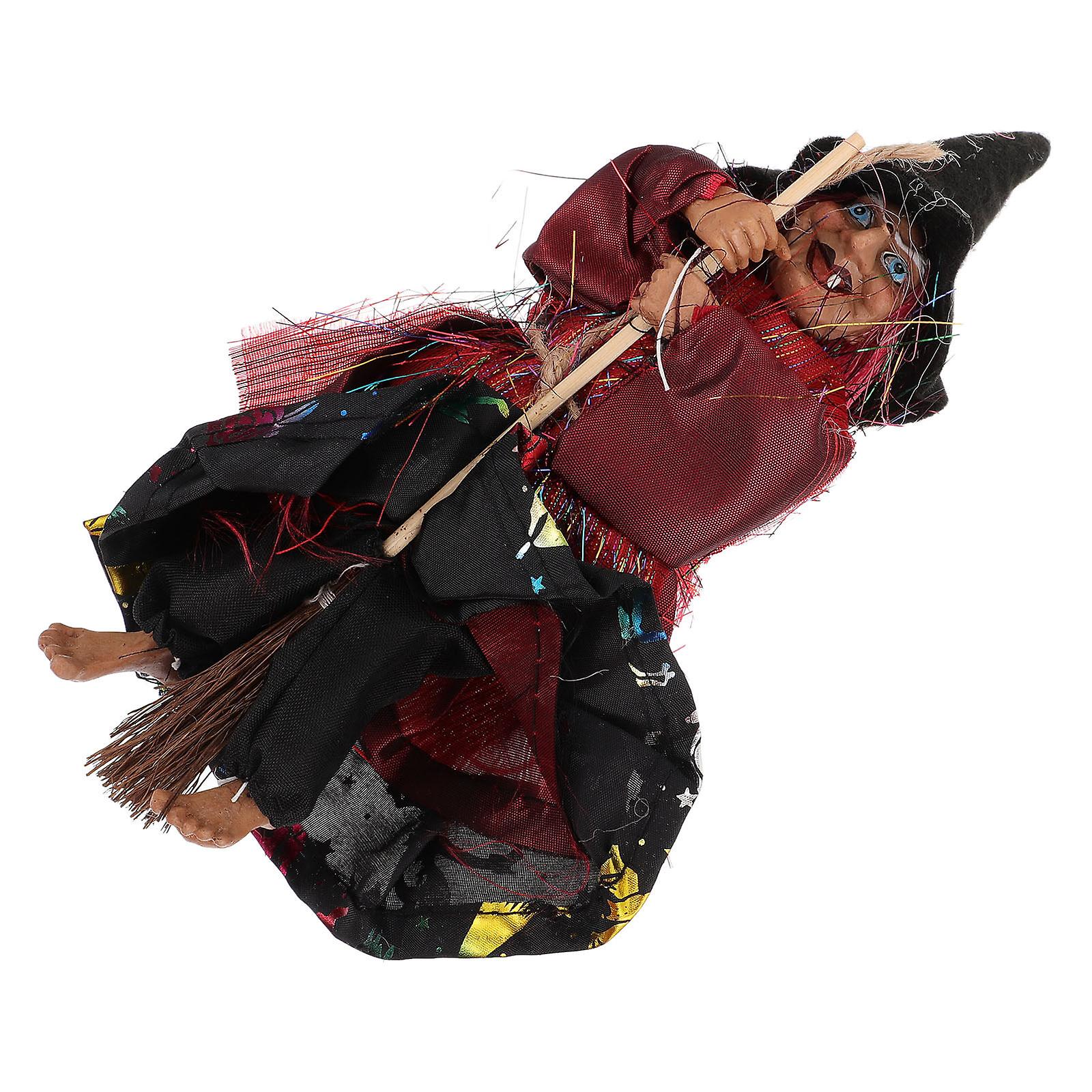 1pc Hanging Witch Broom Decoration Broom Witch Pendant For Halloween Party