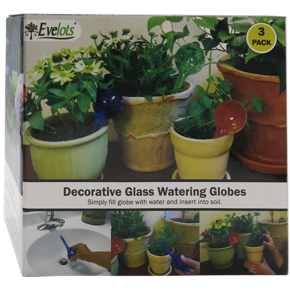 3 Pack - Evelots Plant Watering Globe-Glass-Automatic Water System-Indoor/Outdoor