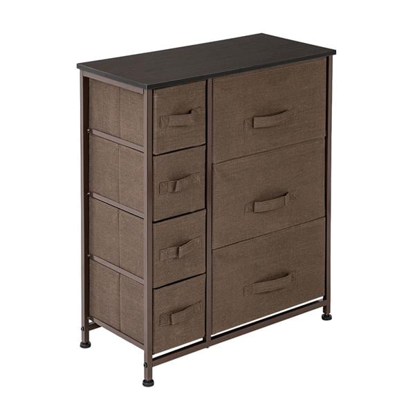 Dresser with 7 Drawers - Furniture Storage Tower Unit for Bedroom, Hallway, Closet, Office Organization - Steel Frame, Wood Top, Easy Pull Fabric Bins (Small)