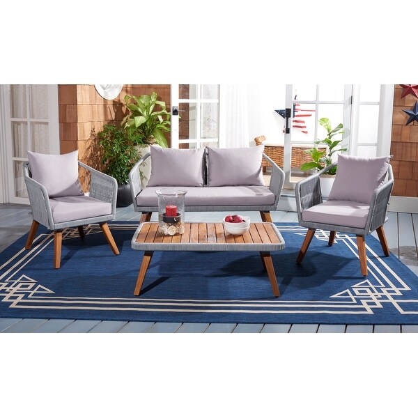 SAFAVIEH Outdoor Raldin Grey Rope 4Piece Patio Set