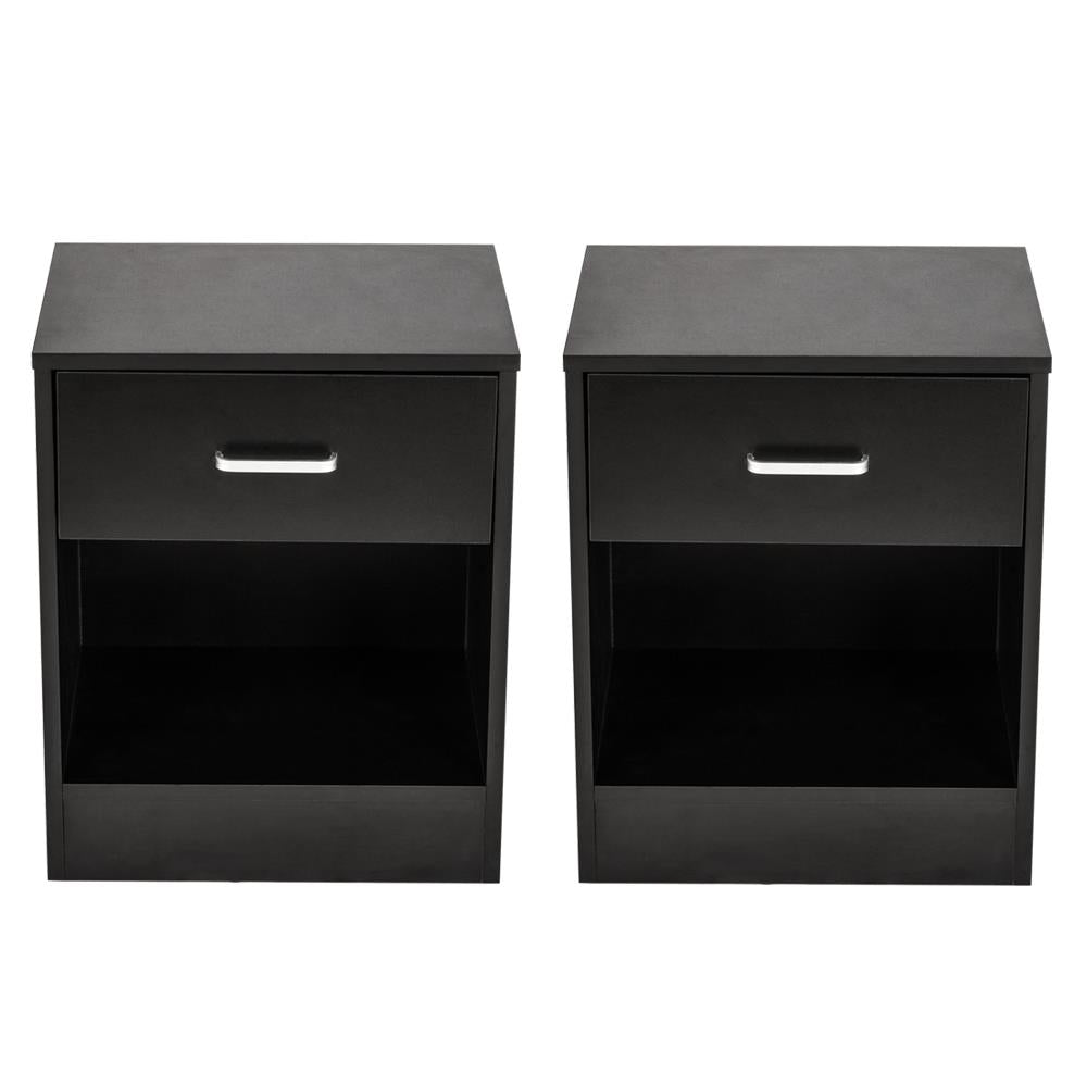 Winado Set of 2 Nightstand End Tables with Drawer Black