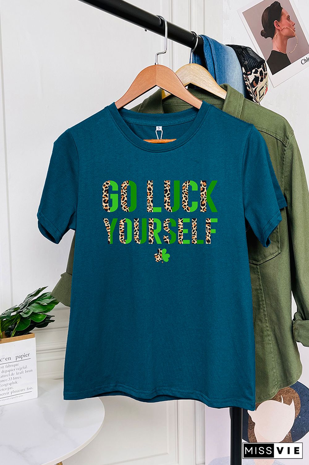 Go Luck Yourself Print Short Sleeve Graphic Tee Wholesale