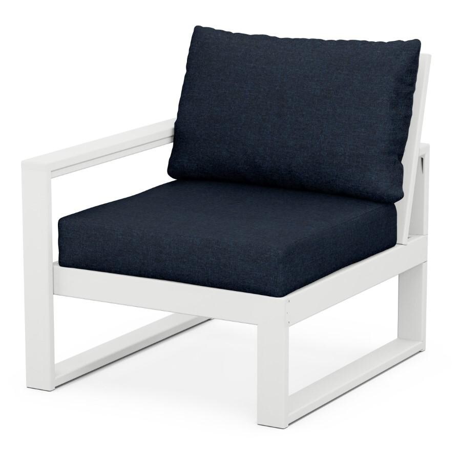 POLYWOOD EDGE 5-Piece Modular Deep Seating Set in White / Marine Indigo