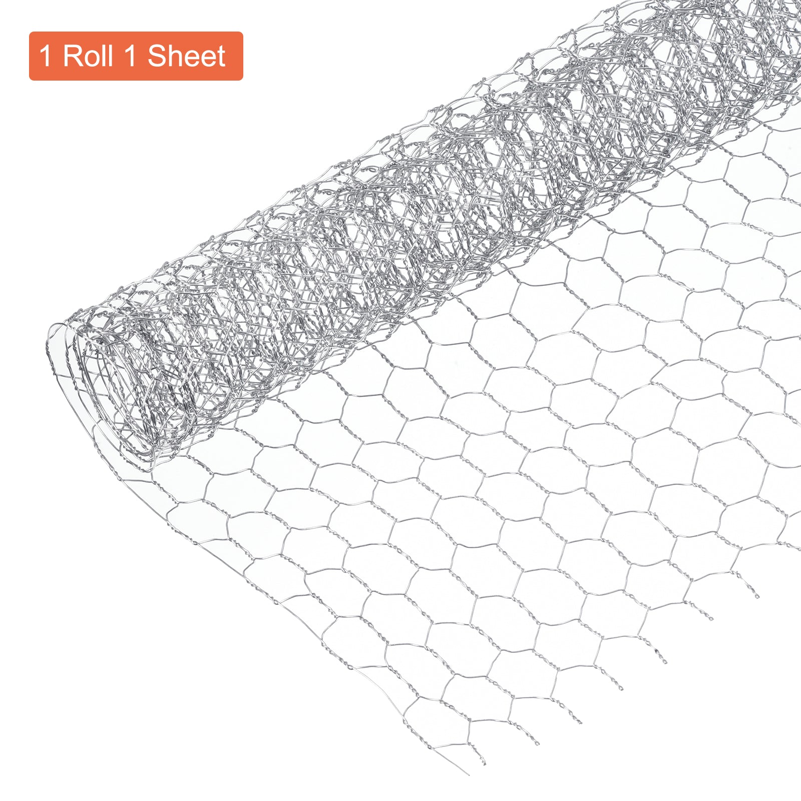 Uxcell 39.4"x13.8" Chicken Wire Net Floral Wire Netting Hexagonal Mesh Galvanized Iron, Silver Tone