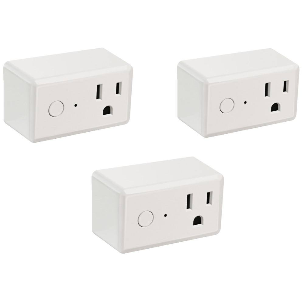 Feit Electric 15-Amp Indoor Alexa  Google Assistant Compatible Plug-in Smart Wi-Fi Single Outlet Wall Plug No Hub Required (3-Pack) PLUGWIFI3RP