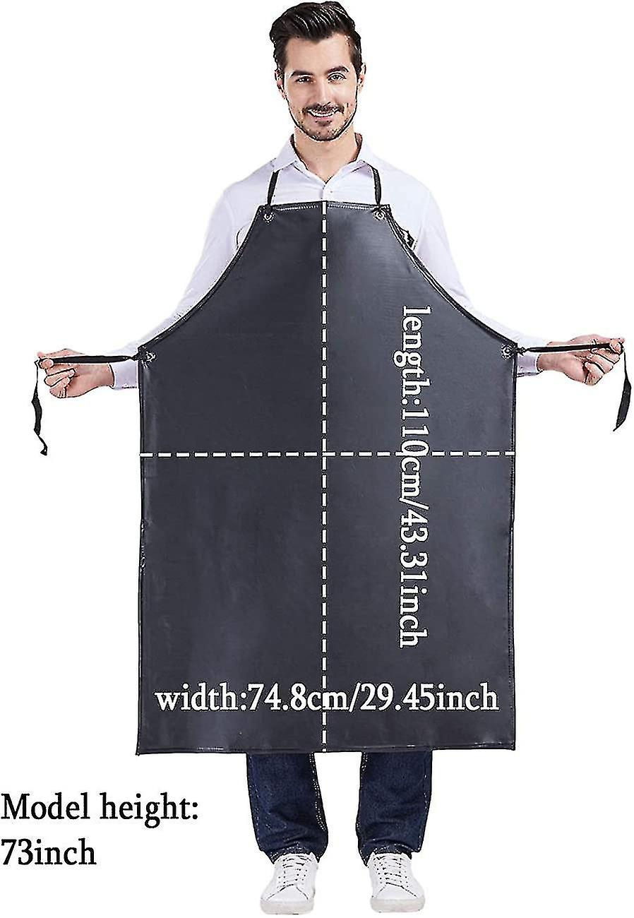 Rubber Apron Oil Resistant Protective Work Apron Pvc Waterproof Apron (black)
