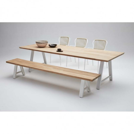 Banc de jardin VINCENT SHEPPARD Matteo - Banc extérieur teck acier blanc