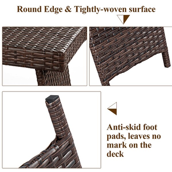 Outdoor Wicker Table Patio Rattan Folding Coffee Table Side Table