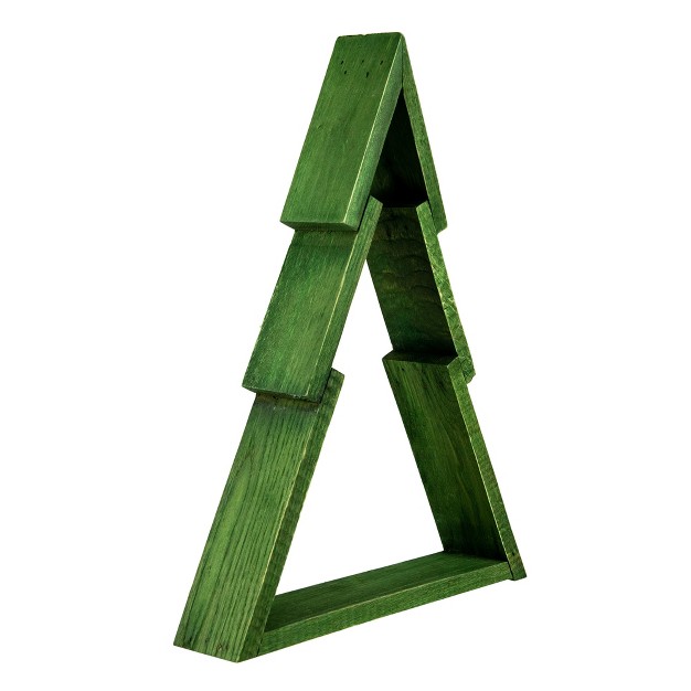 Green Geometric Wooden Christmas Tree Tabletop Display