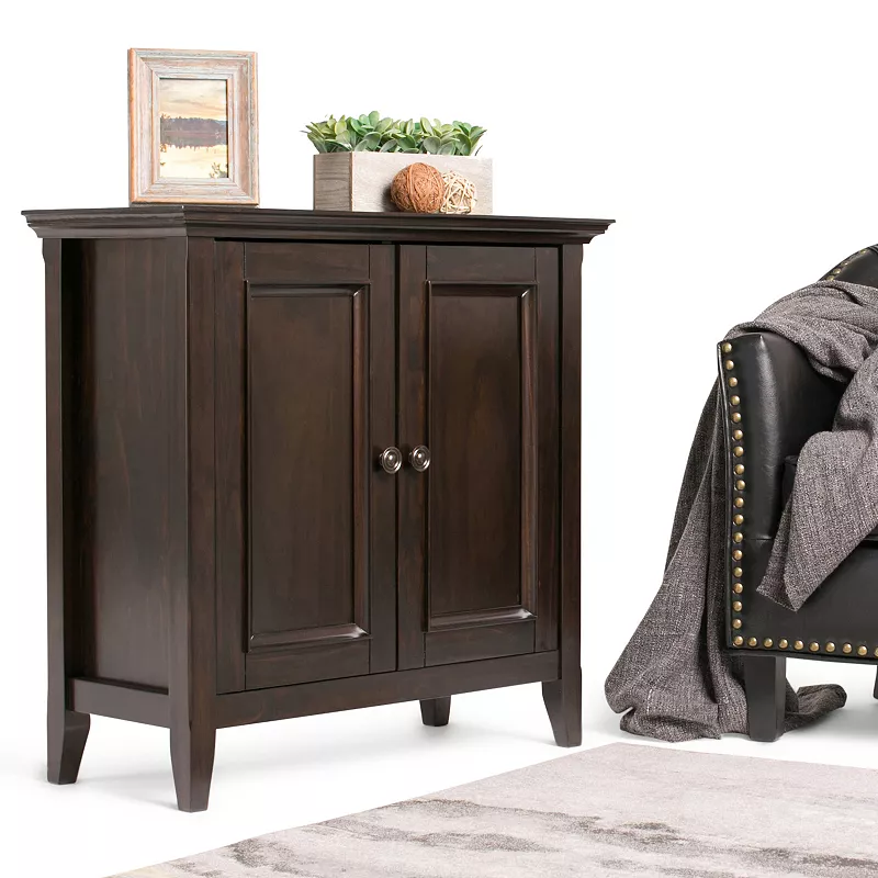 Simpli Home Amherst Transitional Low Storage Cabinet