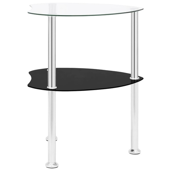 2-Tier Side Table Transparent and Black 15