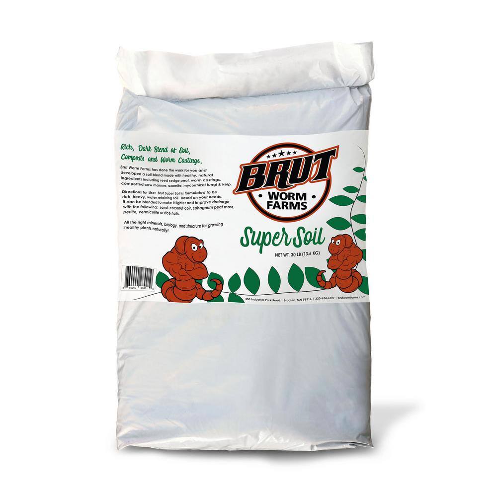 Brut Worm Farms 30 lb. Super Soil All Purpose Organic Soil with Worm Castings OX-XEWP-O84S