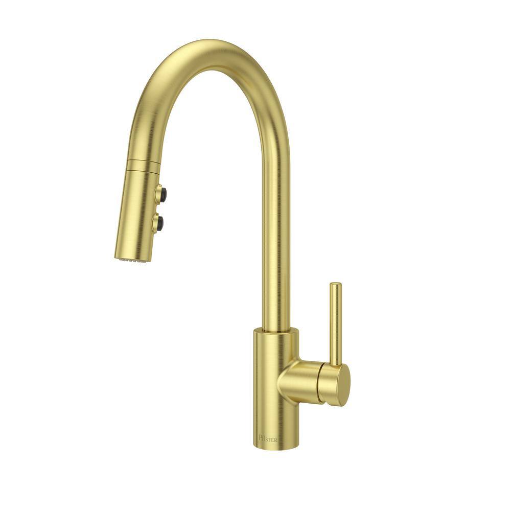 SINKOLOGY Amplify Undermount Fireclay 18.1 in. Single Bowl Bar Prep Sink with Pfister Stellen Faucet in Satin Gold SP400-18-ABG