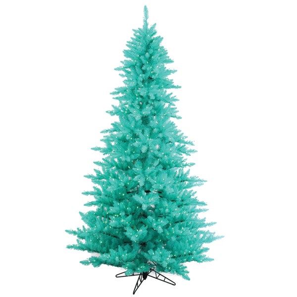 Vickerman Aqua Plastic 3foot Fir Artificial Christmas Tree with 100 Aqua LED Lights