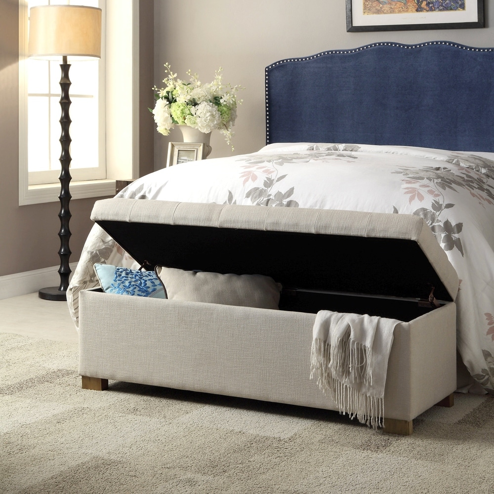 Porch   Den Camero Beige Tufted Storage Bench