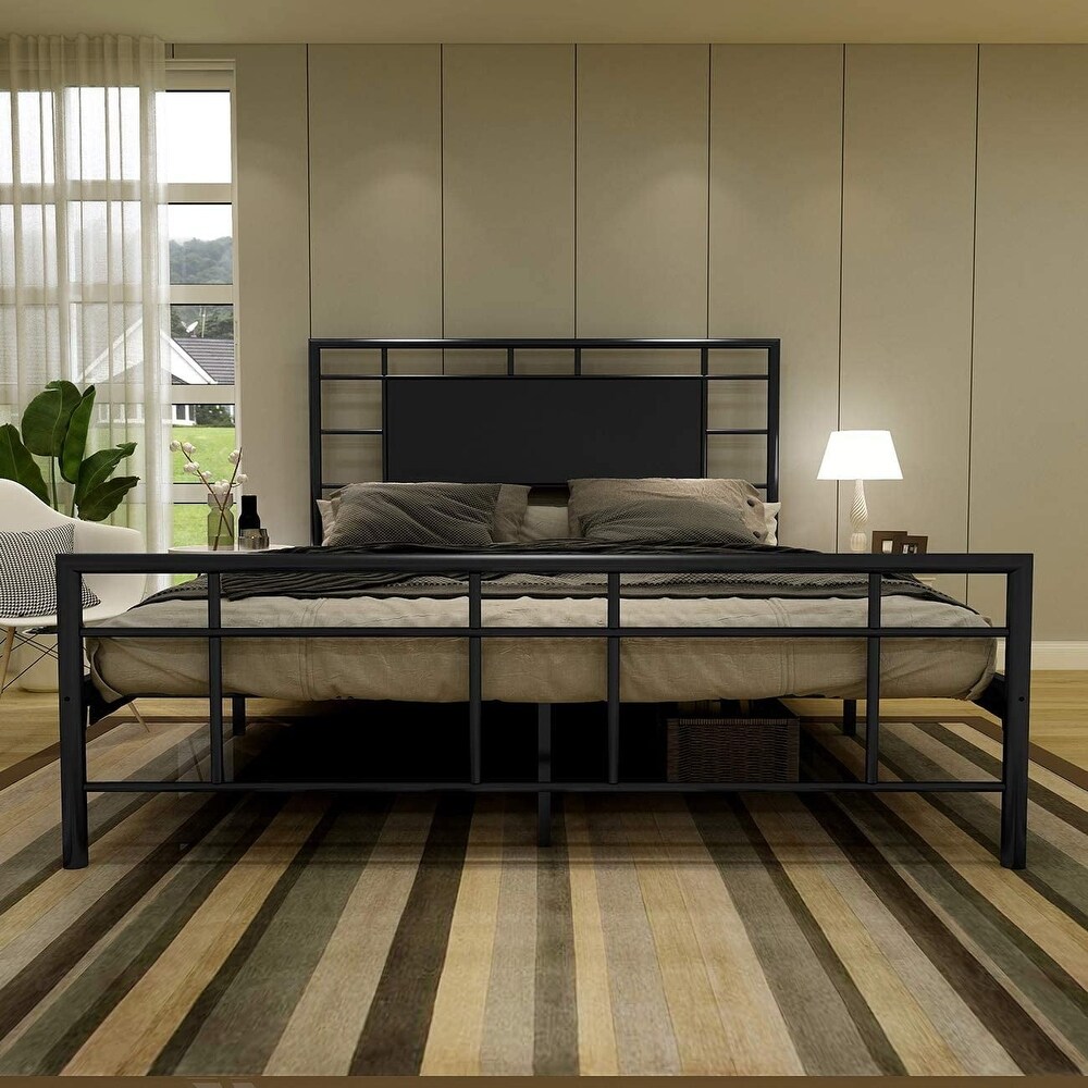 Goutwel Metal Platform Bed Frame with Headboard and Footboard