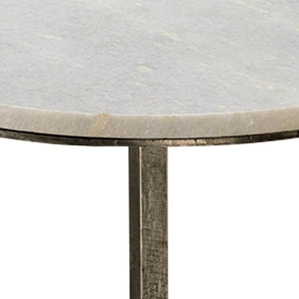 21” White and Silver Left Bank Round Marble Table