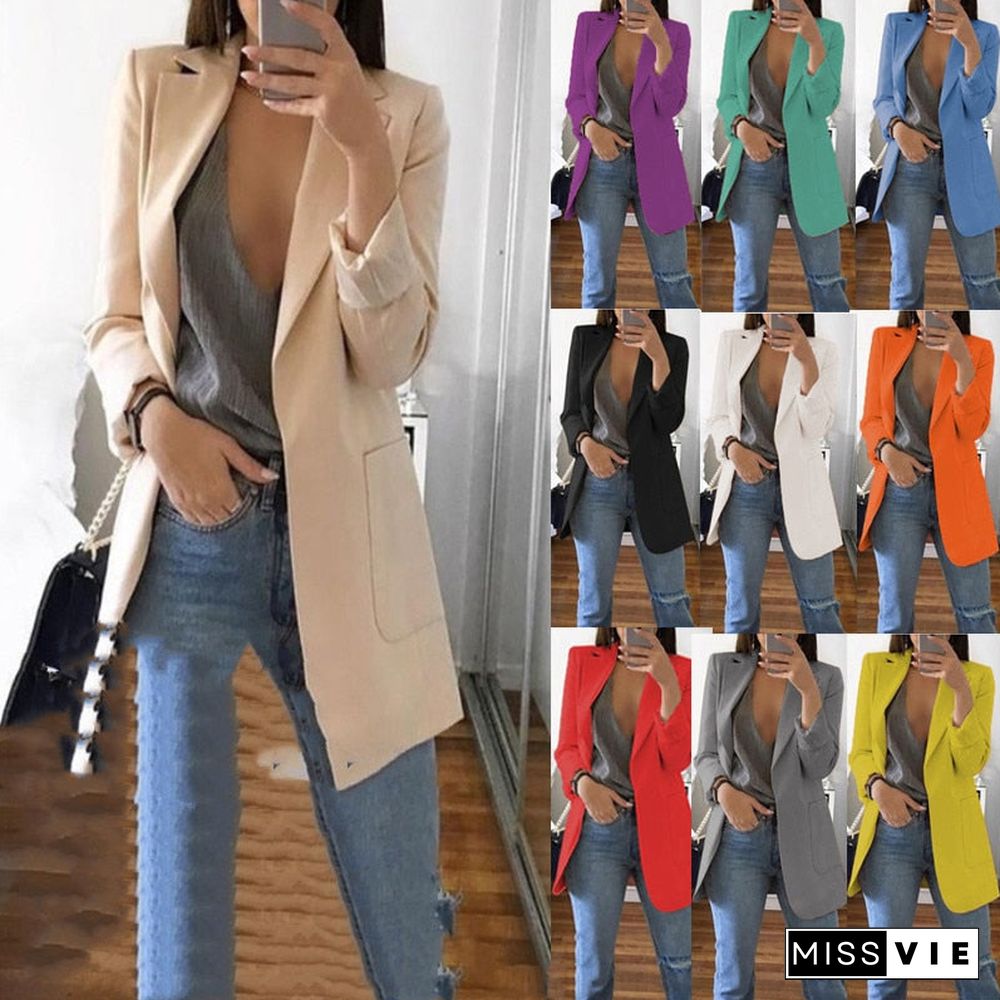 Blazer Women Jackets Summer Ladies Female Coats 5XL Casual Fashion Basic Notched Slim Solid Office Ladies Outwear Loose New