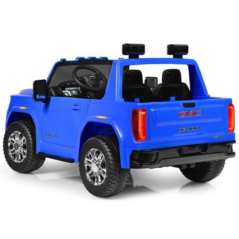 2-Seater GMC Licensed Kids Ride On Car 12V Battery Powered Electric Riding Toy Truck with Storage Box