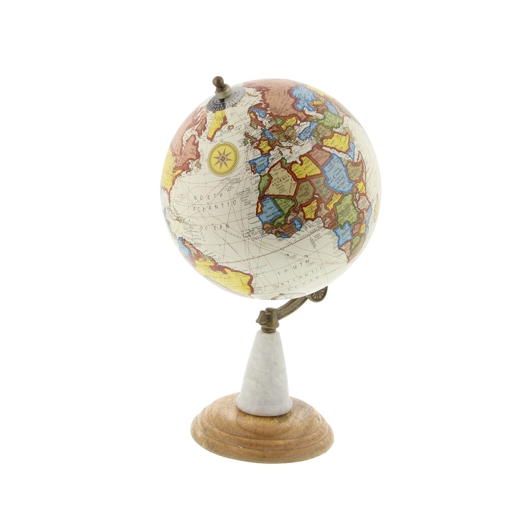 White Mango Wood Contemporary Globe   8 x 8 x 14