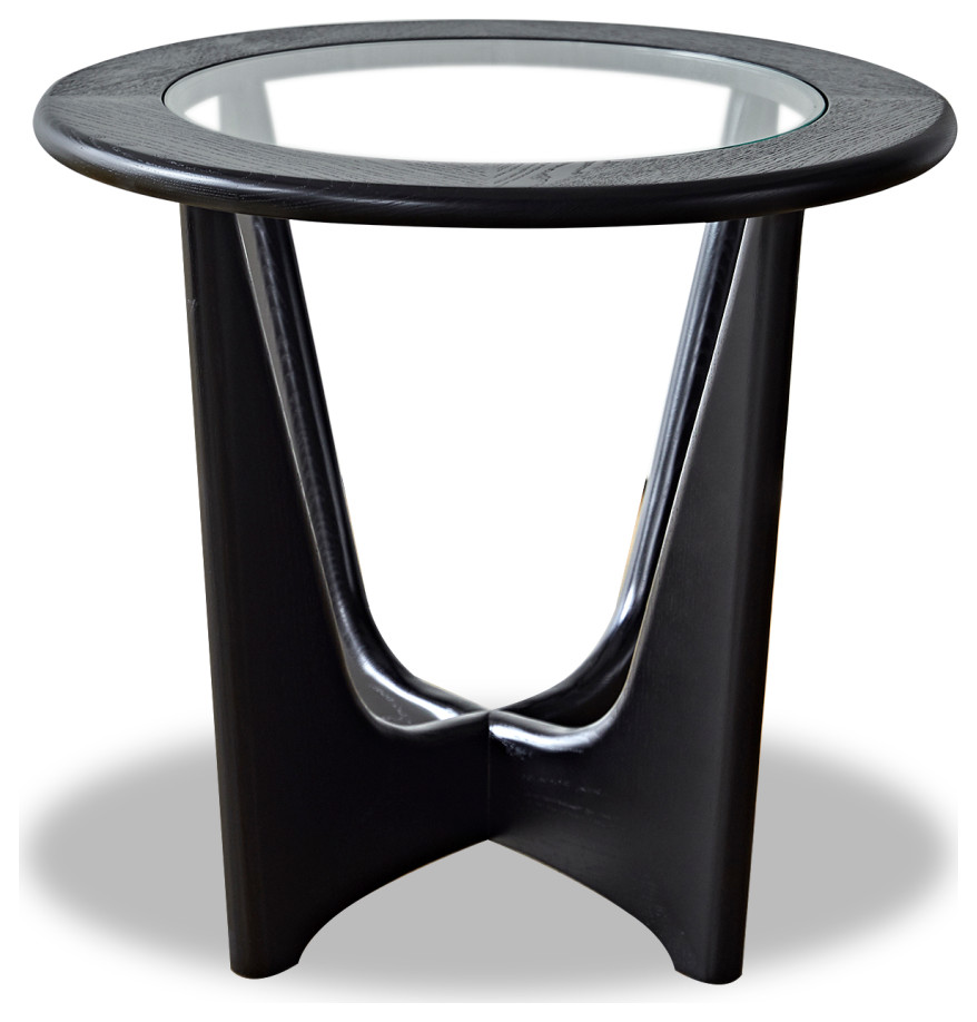 Glass Top Black Wooden Side Table  Liang  ampEimil Sculpto   Transitional   Side Tables And End Tables   by Oroa   Distinctive Furniture  Houzz