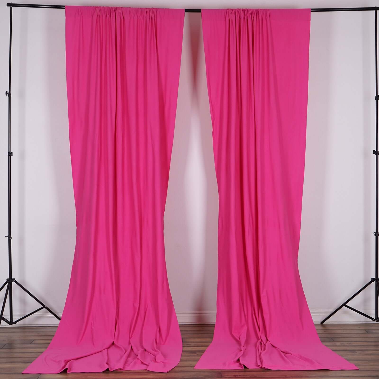 2 Pack Fuchsia Scuba Polyester Backdrop Drape Curtains, Inherently Flame Resistant Event Divider Panels Wrinkle Free With Rod Pockets - 10ftx10ft