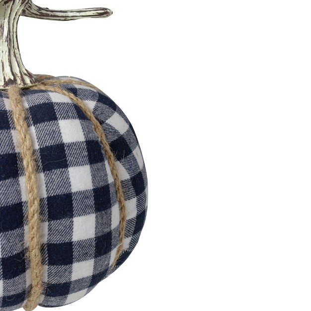 Northlight Dark Blue And White Plaid Fall Harvest Tabletop Pumpkin