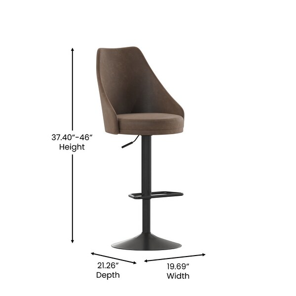 Modern Barrel Seat Adjustable Height Barstool with Steel Frame