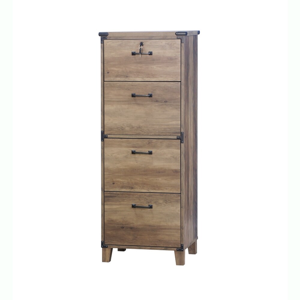 Oxford Farmhouse Rustic Oak 4 Drawer Lateral File