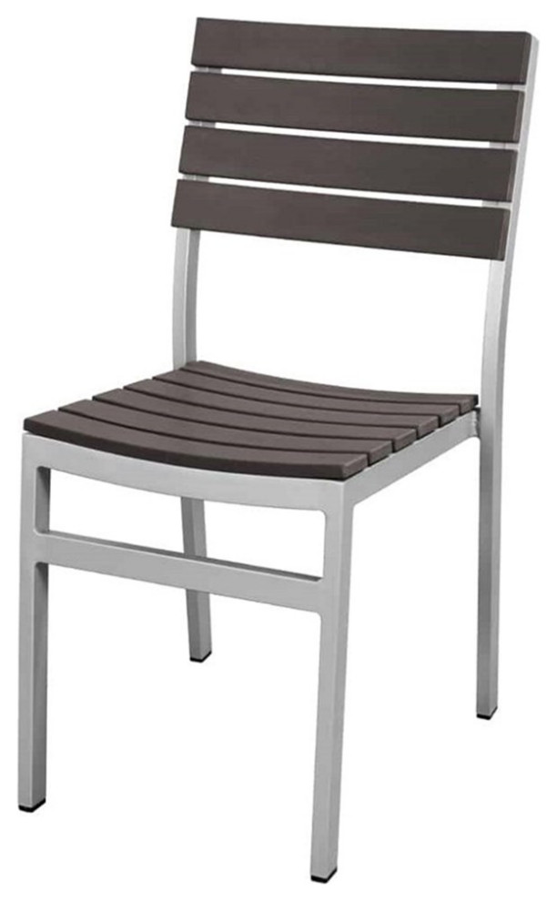 Home Square Aluminum Frame Patio Dining Side Chair in Gray   Set of 2   Contemporary   Outdoor Dining Chairs   by Homesquare  Houzz