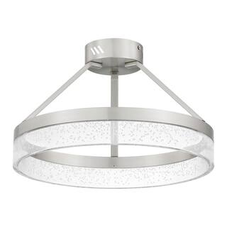 SMRTLite by NBG HOME 15.75 in. Brushed Nickel Integrated LED Semi-Flush Mount with Bubble Shade DS18780