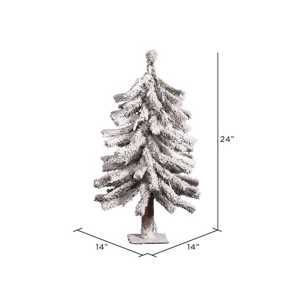 Vickerman Artificial 2' x 14 Flocked Alpine Christmas Tree，Unlit