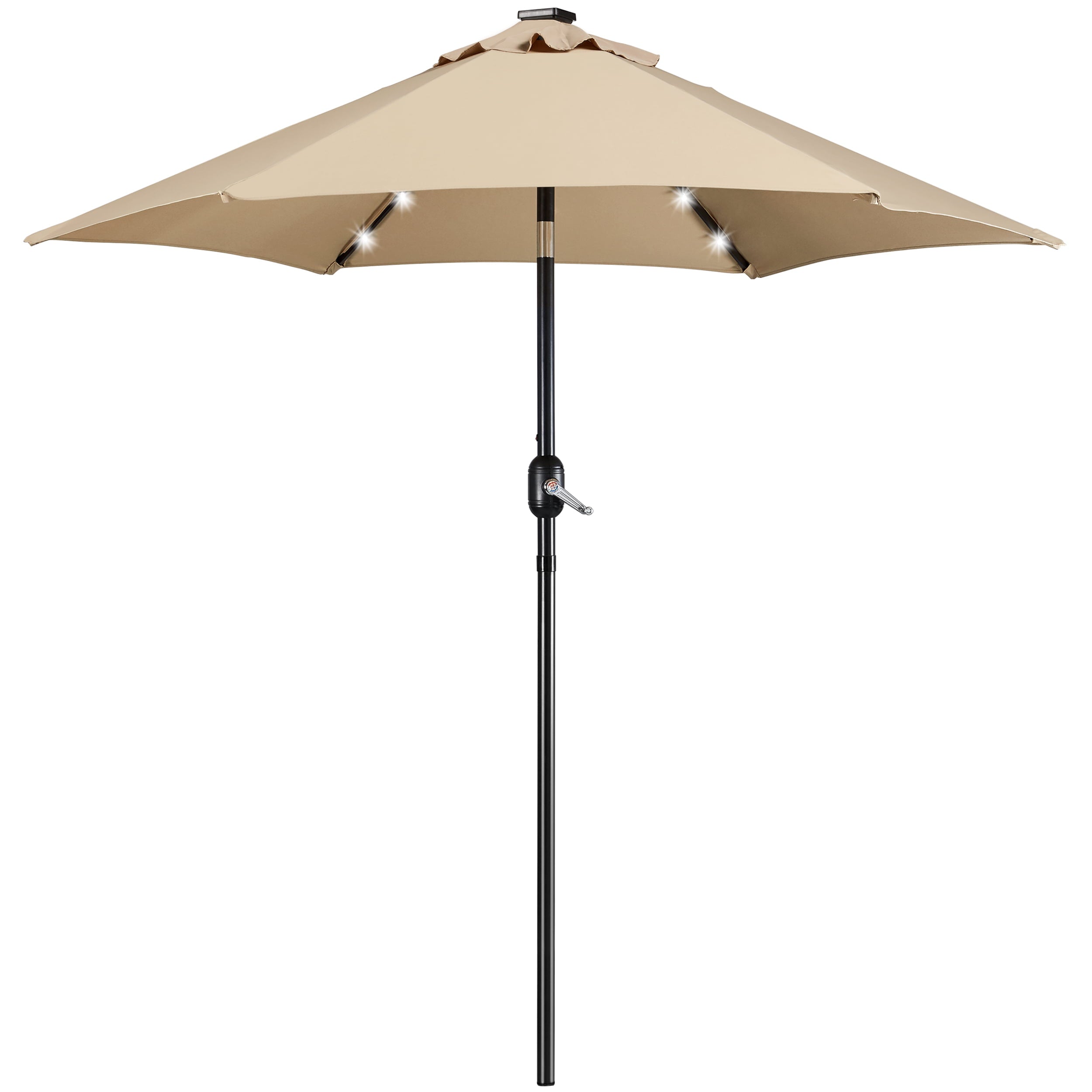 Easyfashion 7.5ft Patio LED Umbrella Garden Table Umbrella, Tan