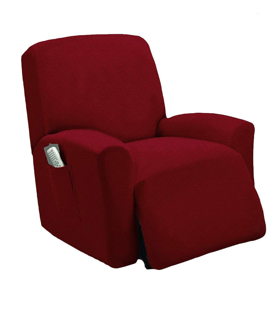 MarCielo One Piece Stretch Recliner Slipcover Stretch Fit Furniture Chair Recliner Lazy Boy Cover Slipcover 1-Piece Couch Cover (Burgundy/Red)