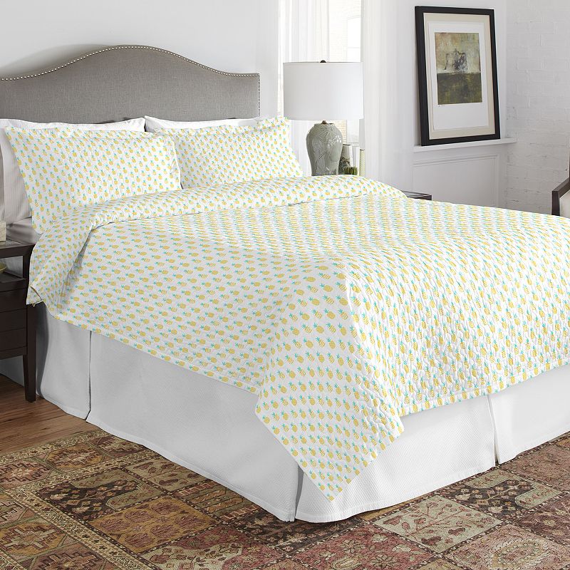 Pointehaven Print 200 Thread Count Percale Cotton Quilt Set