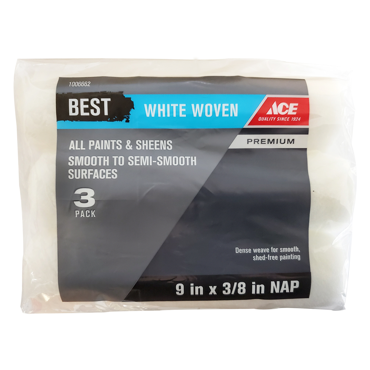 Ace Best Woven 9 in. W X 3/8 in. Paint Roller Cover 3 pk