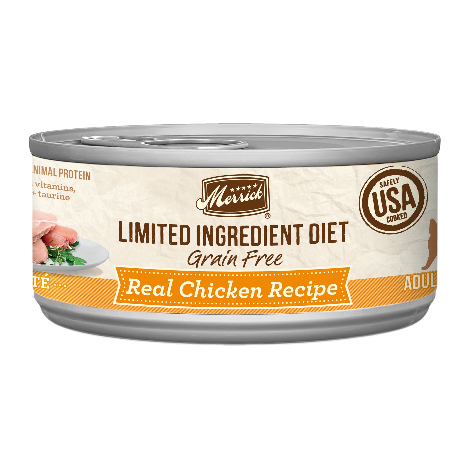 MERRICK Limited Ingredient Diet Grain Free Real Chicken Recipe Pate Wet Cat Food， 5 oz.， Case of 24