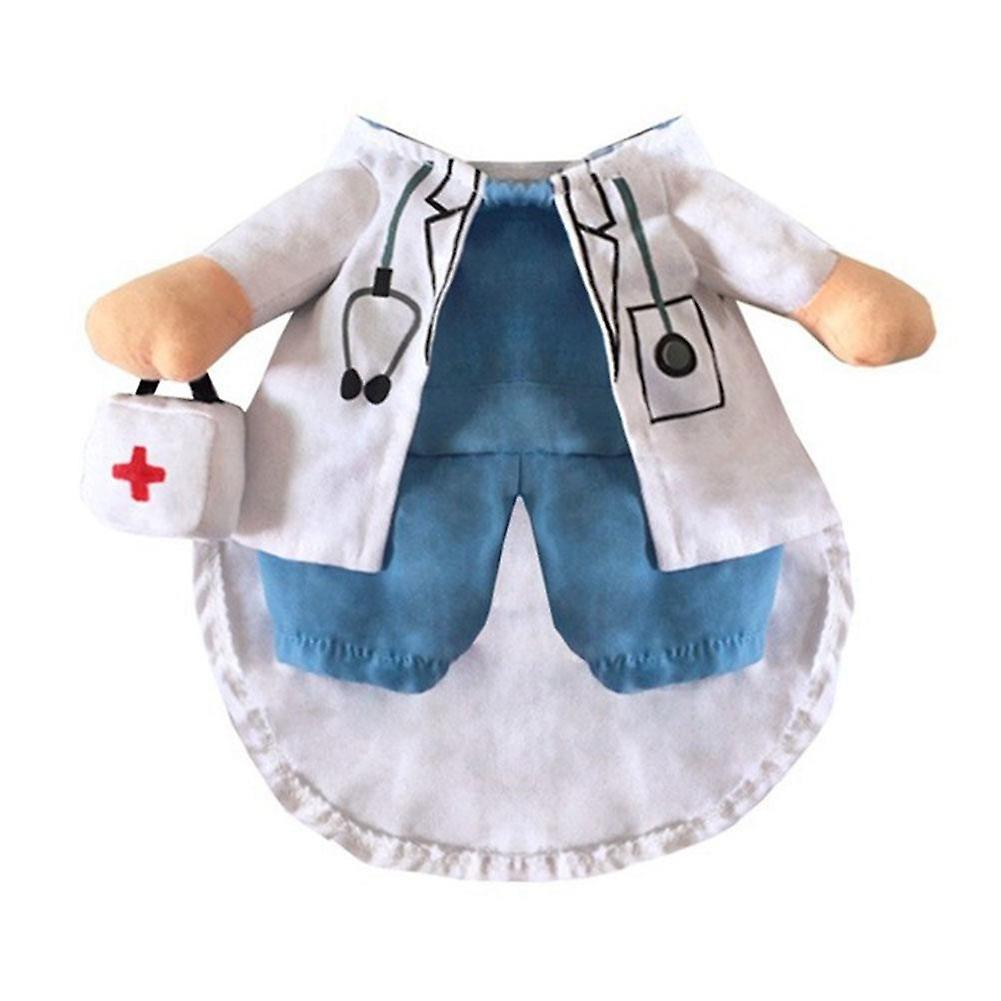 Dog Cat Doctor Costume Pet Doctor Clothing Halloween Jeans Outfit Apparel (l)