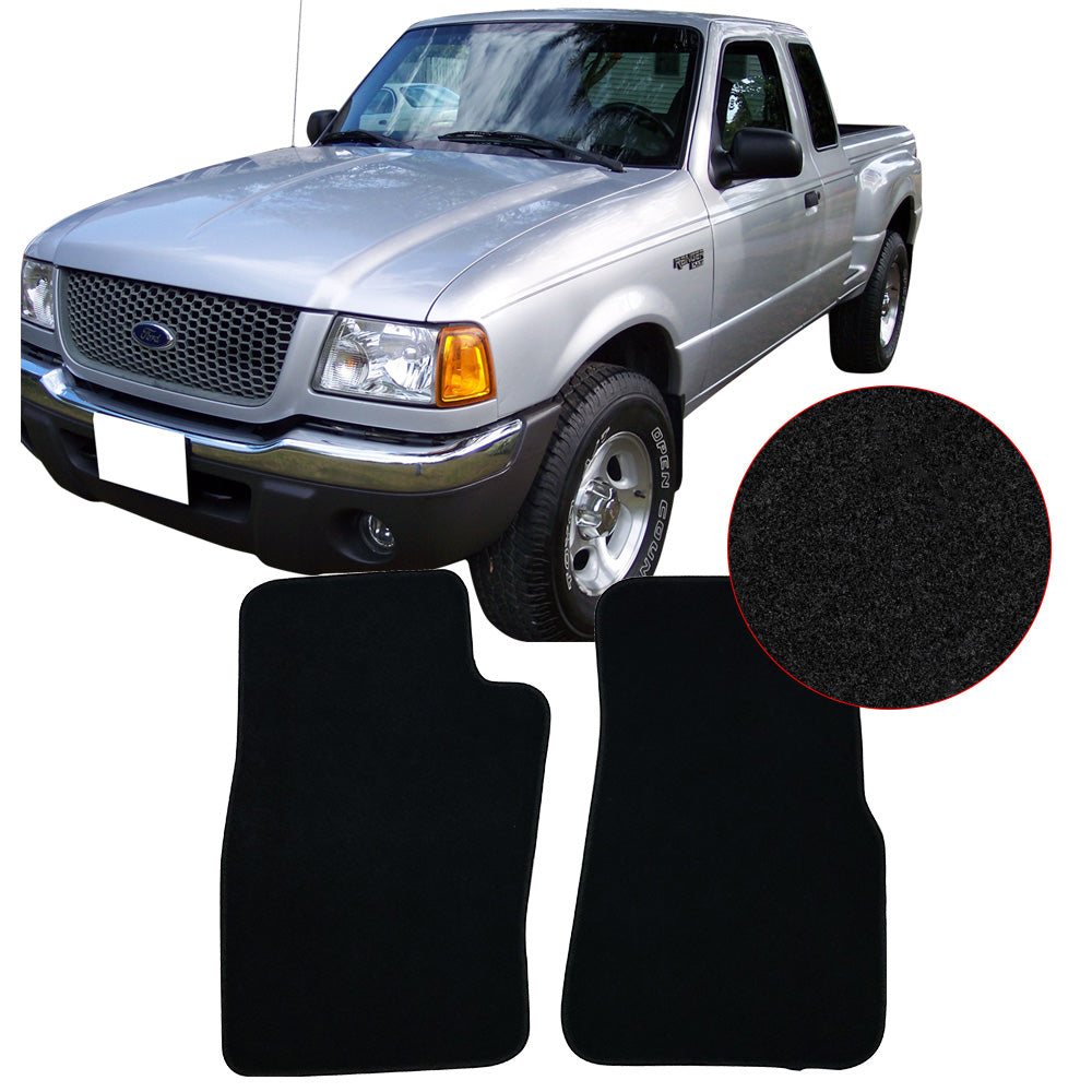 Ikon Motorsports Compatible with 96-02 Ford Ranger OE Factory Style Black Nylon Carpet Car Floor Mats Front Rear 2pcs 1996 1997 1998 1999 2000 2001 2002