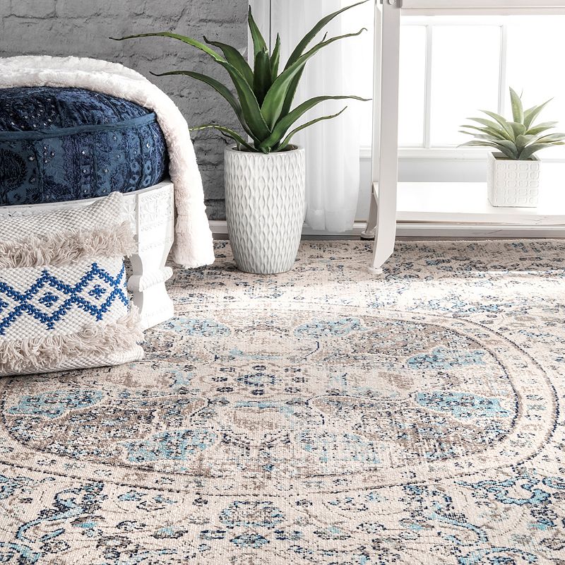 nuLOOM Stone Washed Mandala Celina Floral Rug