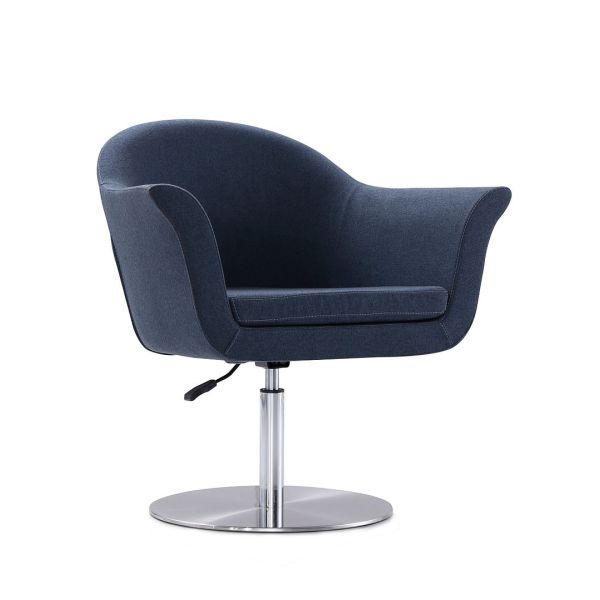 Voyager Swivel Adjustable Accent Chair in Smokey Blue and Brushed Metal